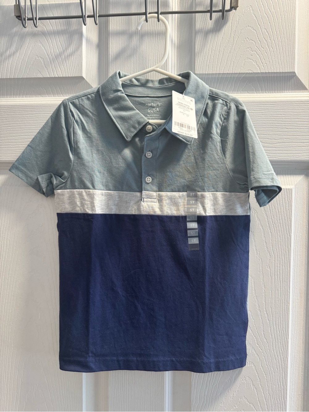 NWT Carter's Boys Colorblock Polo Shirt - Sage Green & Navy